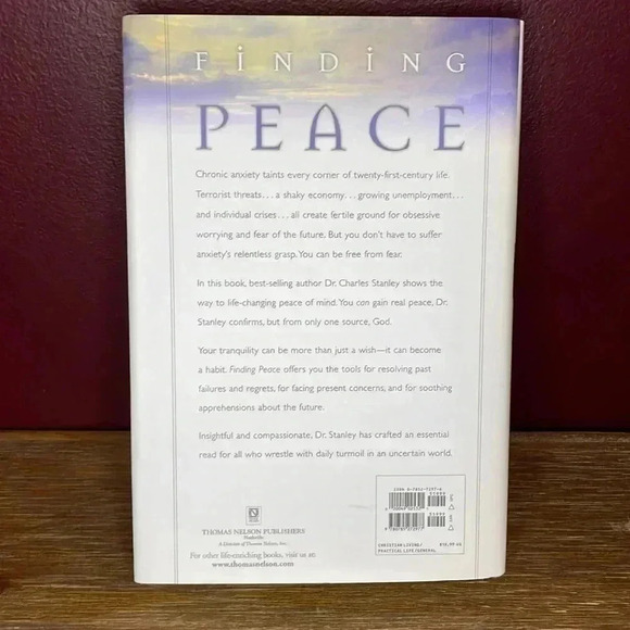 Charles Stanley Finding Peace Hardcover Book - Picture 2 of 8